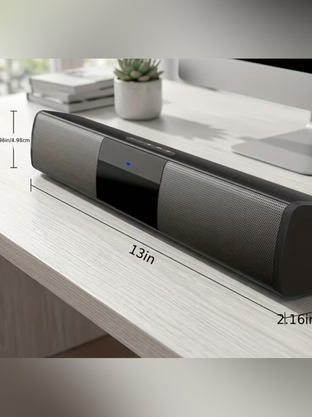 Portable Black Bluetooth Soundbar Speaker with Fm Radio option, Compact 13in